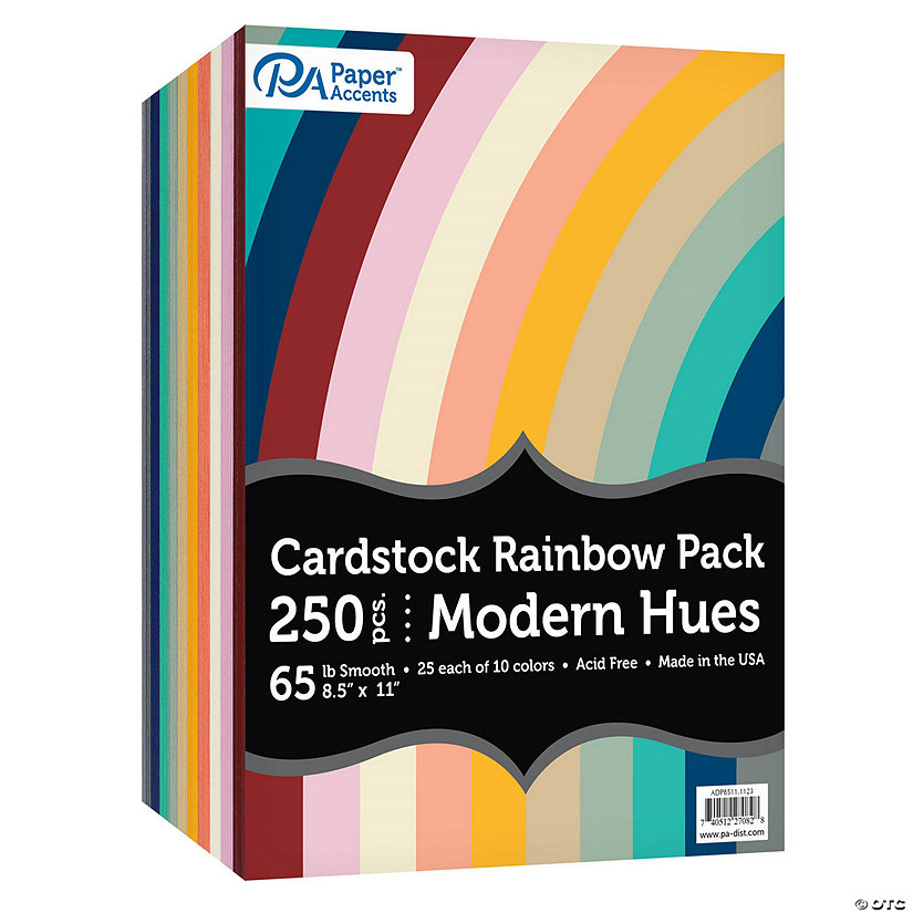 Paper Accents Cardstock Variety Pack 8.5x11 Rainbow 65lb Modern Hues 250pc Image