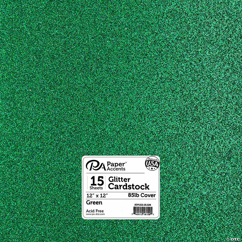 Paper Accents Glitter Cardstock 12"x 12" 85lb 15pc Green&#160; &#160;&#160; &#160; Image