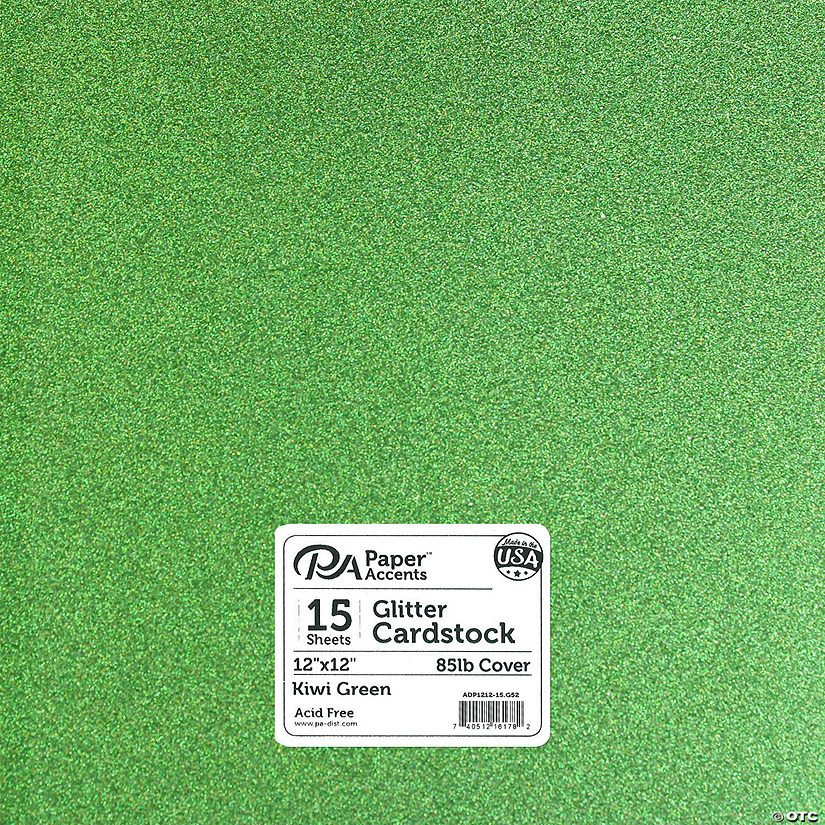 Paper Accents Glitter Cardstock 12"x 12" 85lb 15pc Kiwi Green&#160; &#160;&#160; &#160; Image