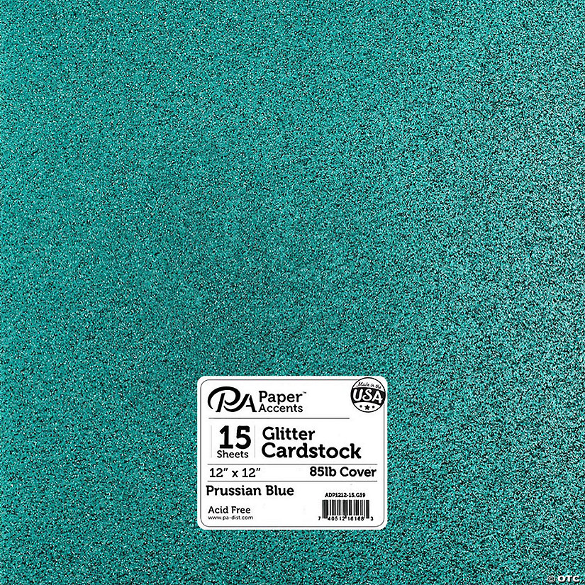 Paper Accents Glitter Cardstock 12"x 12" 85lb 15pc Prussian Blue&#160; &#160;&#160; &#160; Image