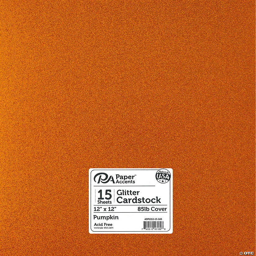 Paper Accents Glitter Cardstock 12"x 12" 85lb 15pc Pumpkin&#160; &#160;&#160; &#160; Image