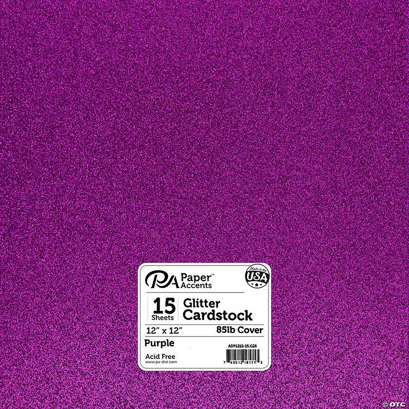 Paper Accents Glitter Cardstock 12"x 12" 85lb 15pc Purple&#160; &#160;&#160; &#160; Image