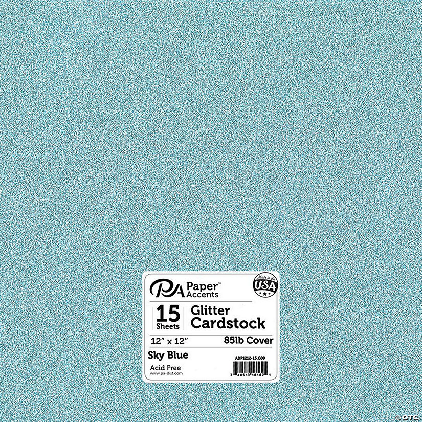 Paper Accents Glitter Cardstock 12"x 12" 85lb 15pc Sky Blue&#160; &#160;&#160; &#160; Image