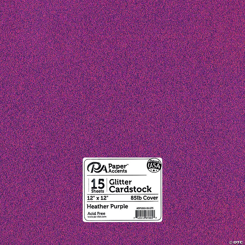 Paper Accents Glitter Cardstock 12"x 12" 85lb Heather Purple 15pc&#160; &#160;&#160; &#160; Image