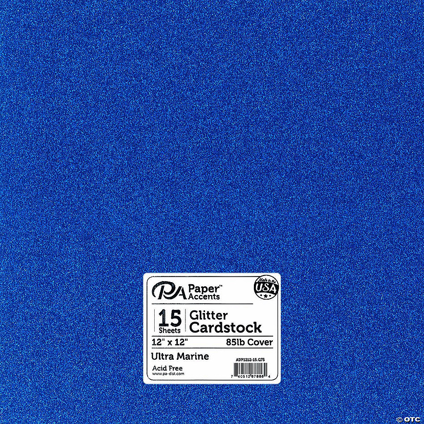 Paper Accents Glitter Cardstock 12"x 12" 85lb Ultra Marine 15pc Image