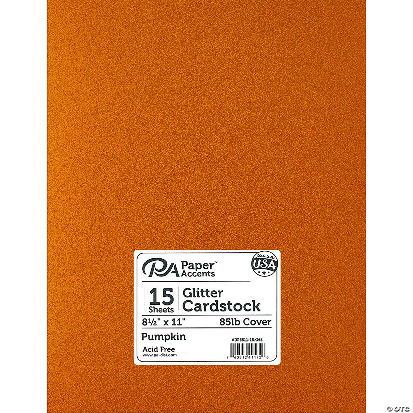 Paper Accents Glitter Cardstock 8.5"x 11" 85lb 15pc Pumpkin&#160; &#160;&#160; &#160; Image