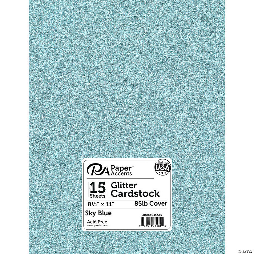 Paper Accents Glitter Cardstock 8.5"x 11" 85lb 15pc Sky Blue&#160; &#160;&#160; &#160; Image