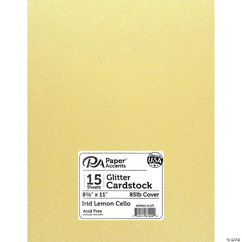 Paper Accents Glitter Cardstock 8.5"x 11" 85lb Iridescent Lemon Cello 15pc&#160; &#160;&#160; &#160; Image