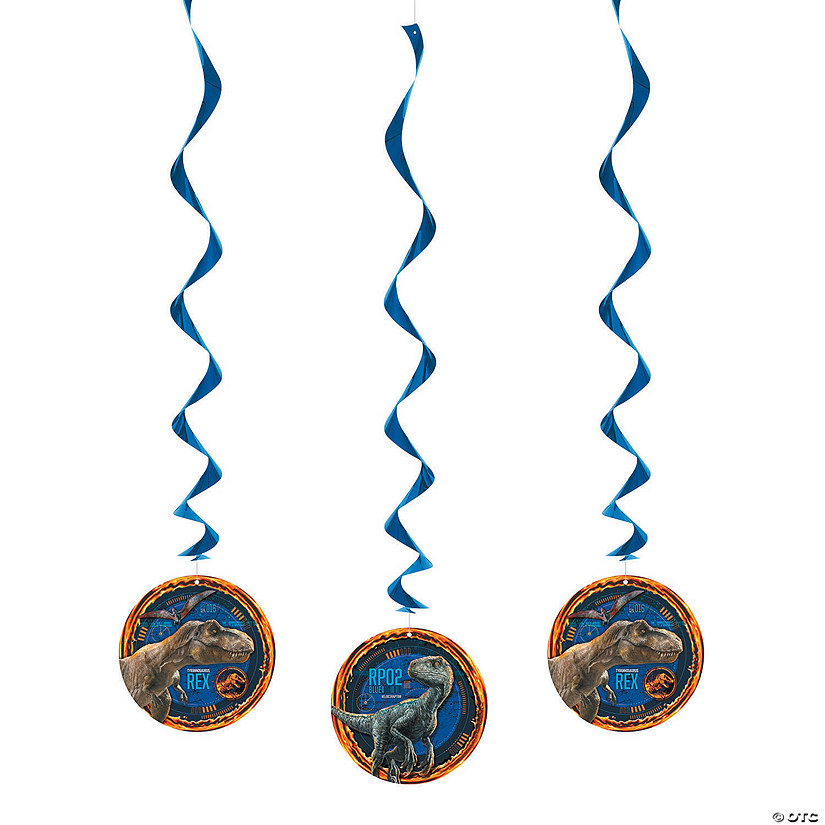 Paper Jurassic World&#8482; Hanging Swirl Decorations - 3 Pc. Image