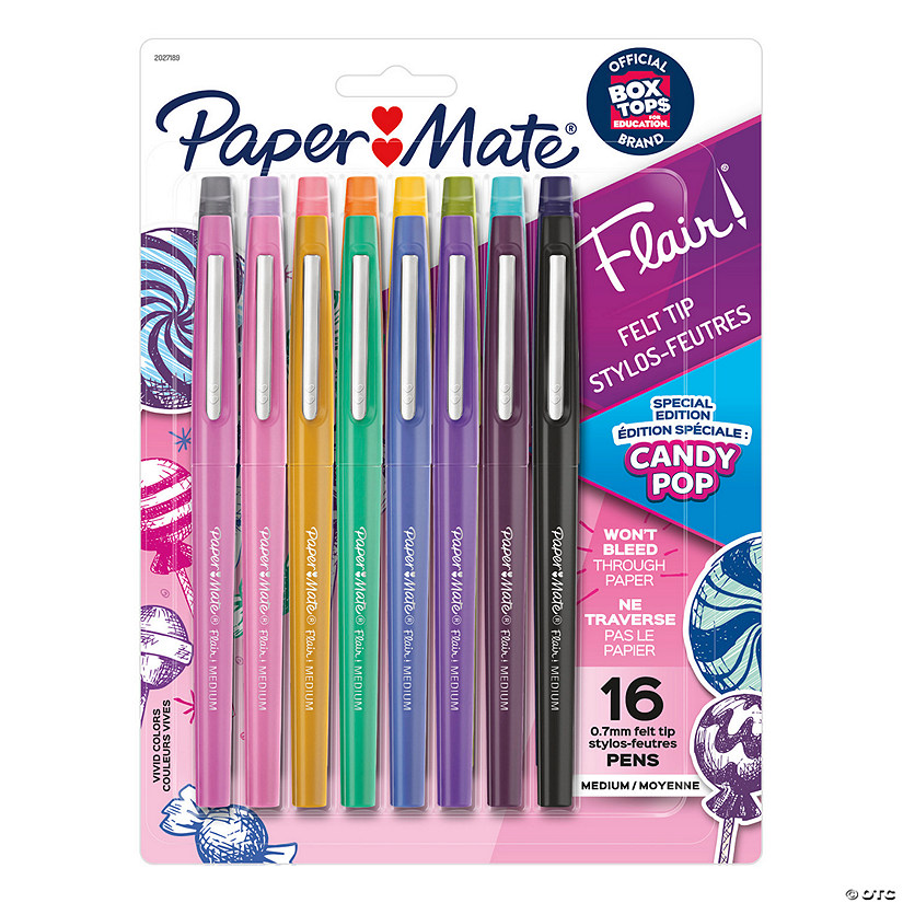 Paper Mate Flair Felt Tip Pens, Medium Point, Candy Pop Pack, 0.7mm, 16 Count Image
