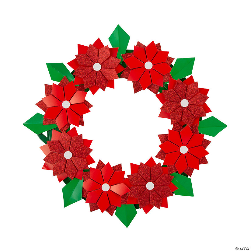 Paper Poinsettia Wreath Craft Kit - Makes 1 Image