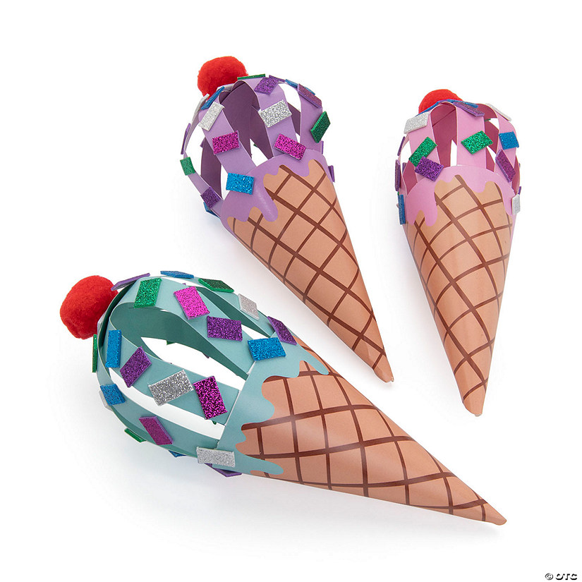Paper Strip Ice Cream Cone Craft Kit - Makes 12 Image