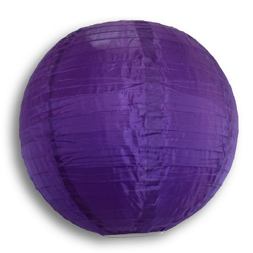 PaperLanternStore 12 PACK 14" Dark Purple Shimmering Nylon Lantern, Even Ribbing, Durable Image