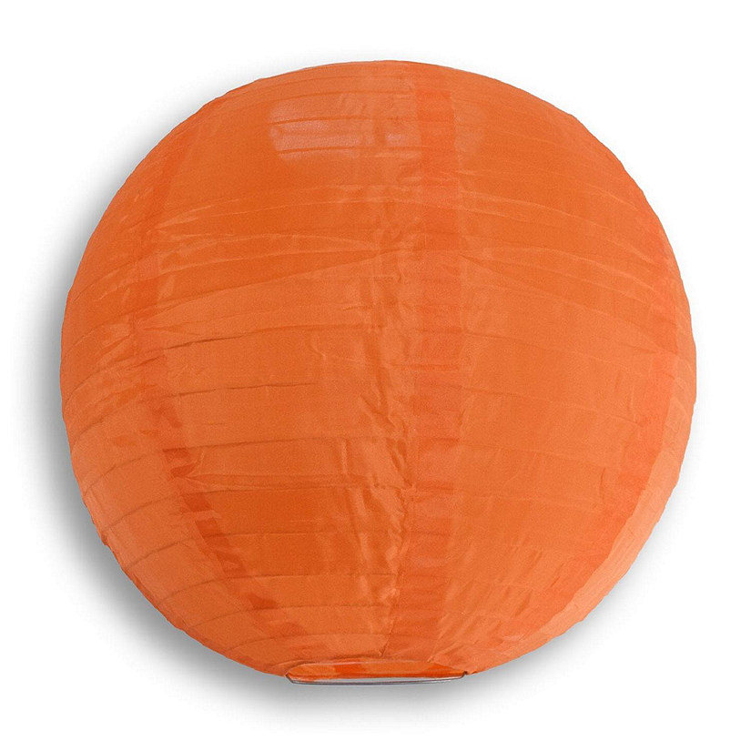 PaperLanternStore 12 PACK 14" Orange Shimmering Nylon Lantern, Even Ribbing, Durable Image