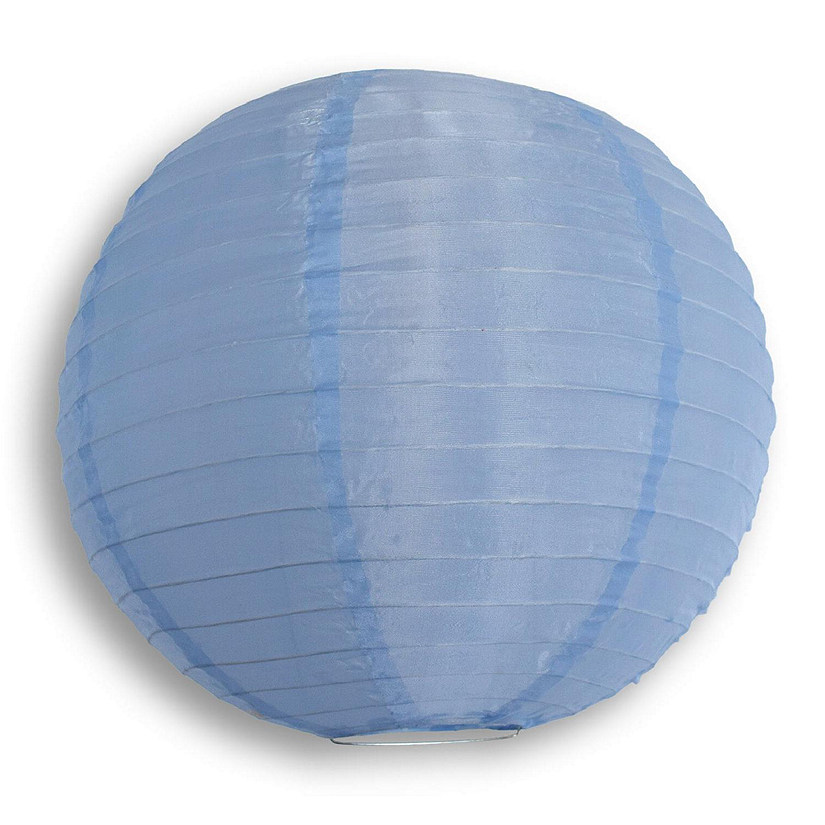 PaperLanternStore 12 PACK 14" Serenity Blue Shimmering Nylon Lantern, Even Ribbing, Durable Image