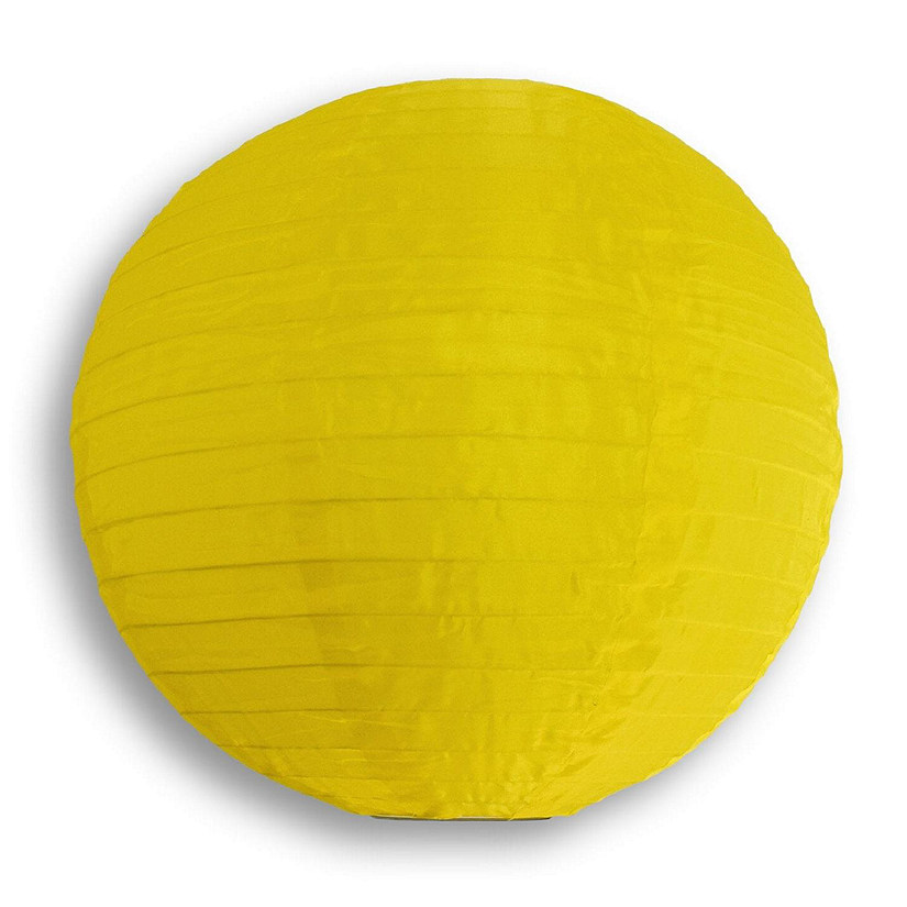 PaperLanternStore 12 PACK 14" Yellow Shimmering Nylon Lantern, Even Ribbing, Durable Image