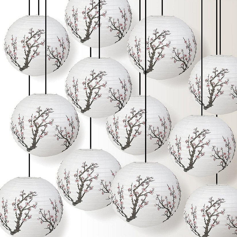 PaperLanternStore 12 PACK Cherry Blossom / Sakura Paper Lantern Image