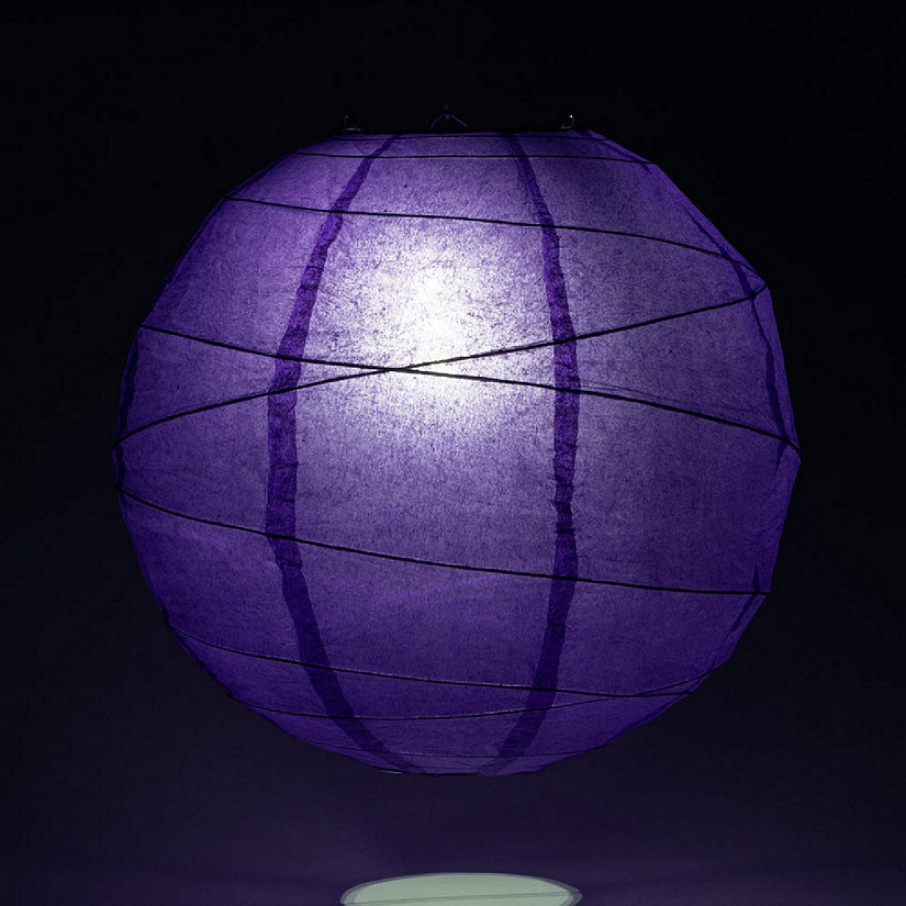 PaperLanternStore 12" Plum Purple Round Paper Lantern, Crisscross Ribbing Image