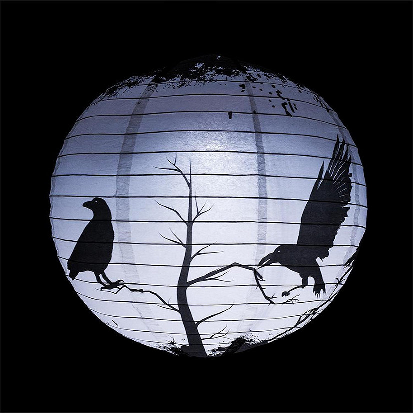 PaperLanternStore 14" Halloween Crows Scary Black Birds Paper Lantern Image