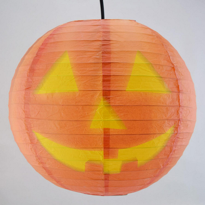 PaperLanternStore 14" Jack-O-Lantern Pumpkin Halloween Paper Lantern, Design by Esper Image
