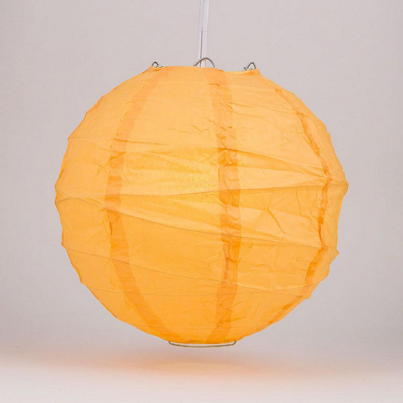 PaperLanternStore 16" Papaya Round Paper Lantern, Crisscross Ribbing Image