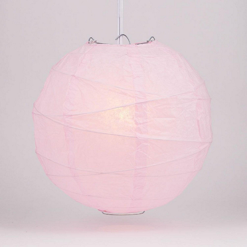 PaperLanternStore 20" Pink Round Paper Lantern, Crisscross Ribbing Image