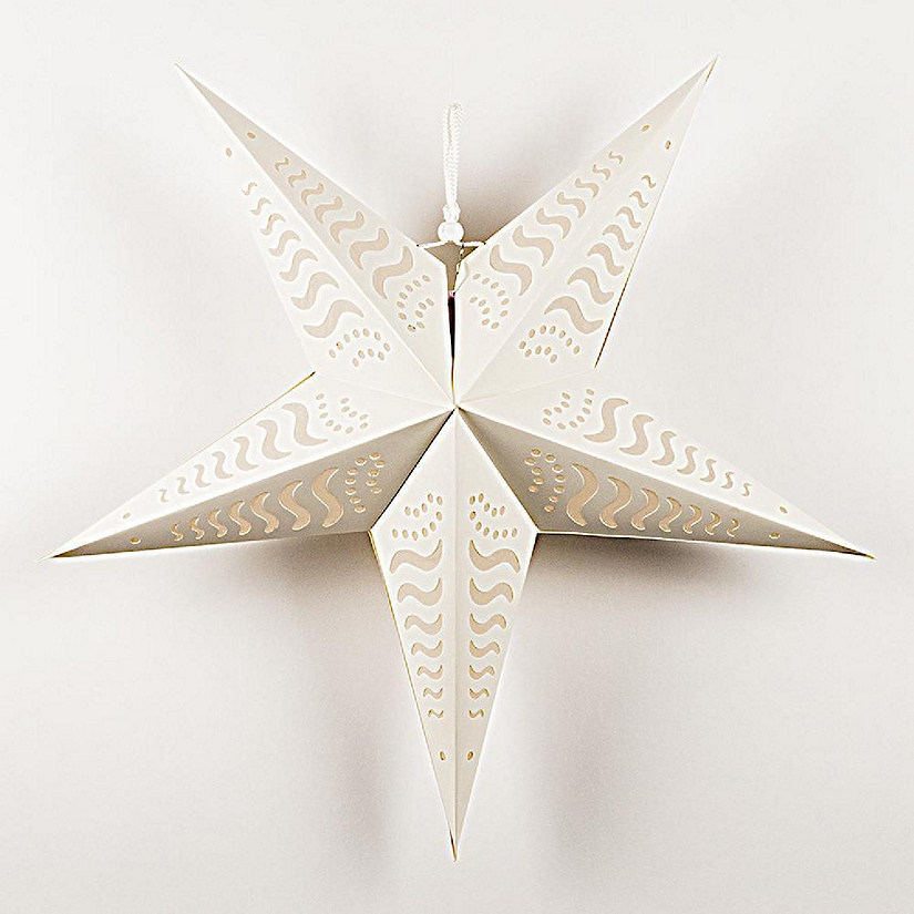PaperLanternStore 24" Solid White Tidal Waves Cut-Out Paper Star Lantern Image