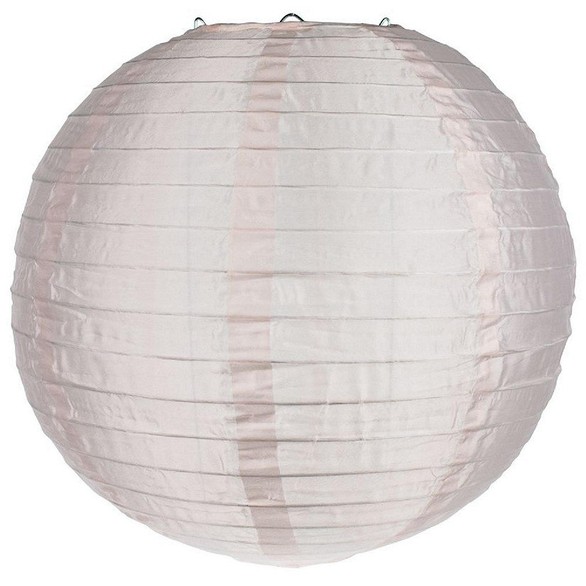 PaperLanternStore 4" Rose Quartz Pink Round Shimmering Nylon Lantern, Even Ribbing (10 PACK ) (String Light Sold Separately) Image