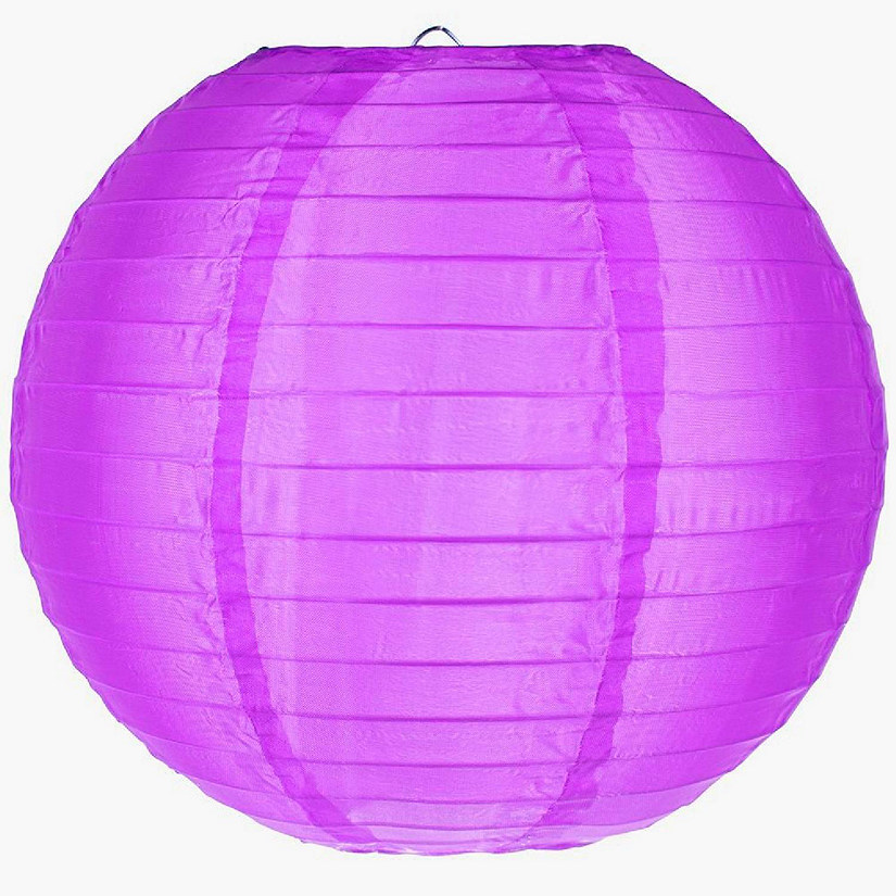 PaperLanternStore 4" Violet Round Shimmering Nylon Lantern, Even Ribbing (10-PACK ) (String Light Sold Separately) Image