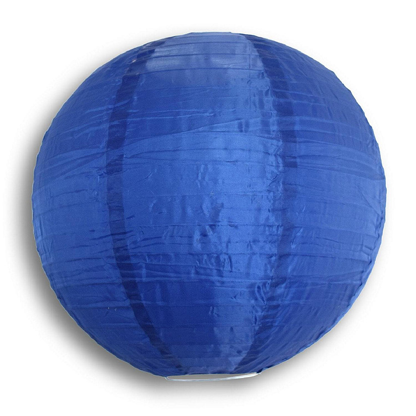 PaperLanternStore 5 PACK 14" Navy Blue Shimmering Nylon Lantern, Even Ribbing, Durable Image