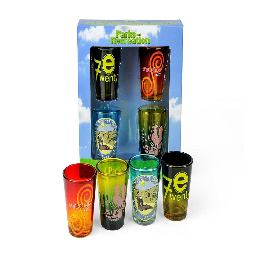 Parks and Recreation Location Logos 4 Piece Shot Glass Set Image