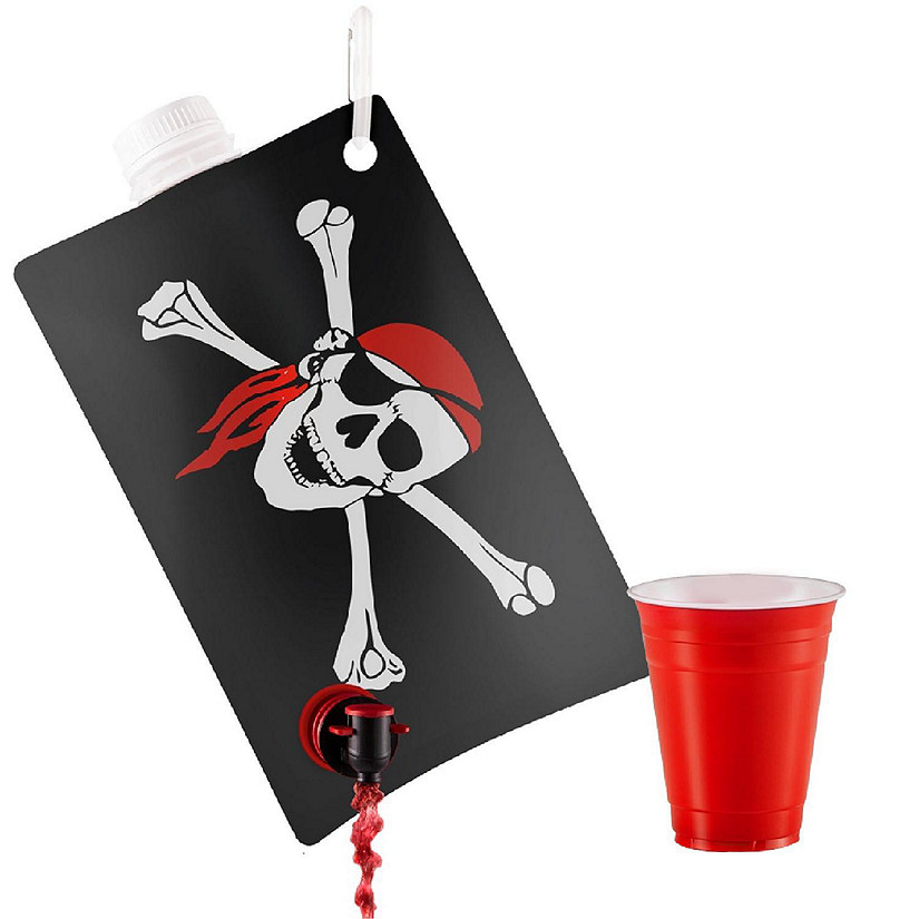 Party Flasks Pirate Flag Adult 2 liter Flasks Make the Perfect Drink Dispenser for Your Pirate Party Supplies, Summer Beach or Pool Party, Sports Tailgating, Funny Gifts, and More Image