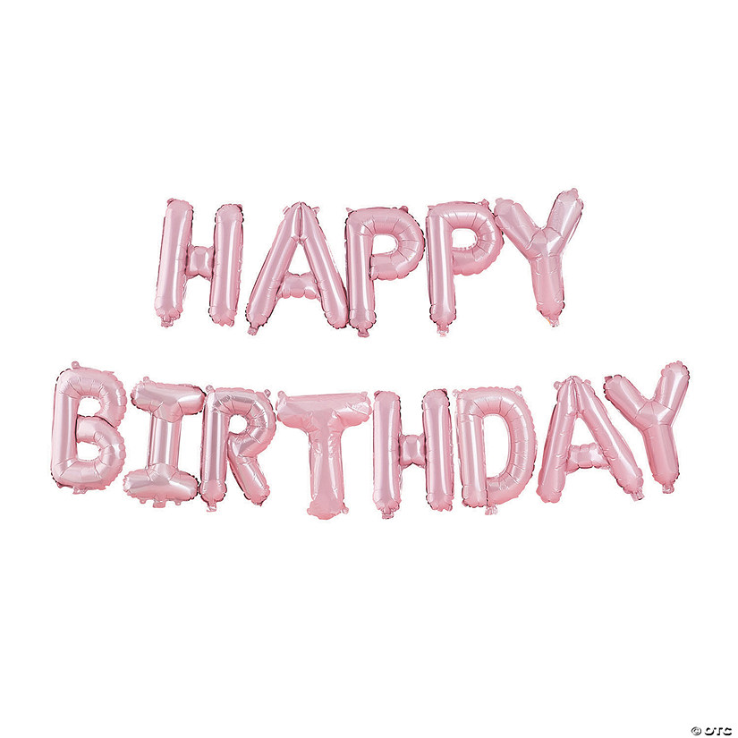 Pastel Pink Happy Birthday 13" Mylar Balloon Banner Image