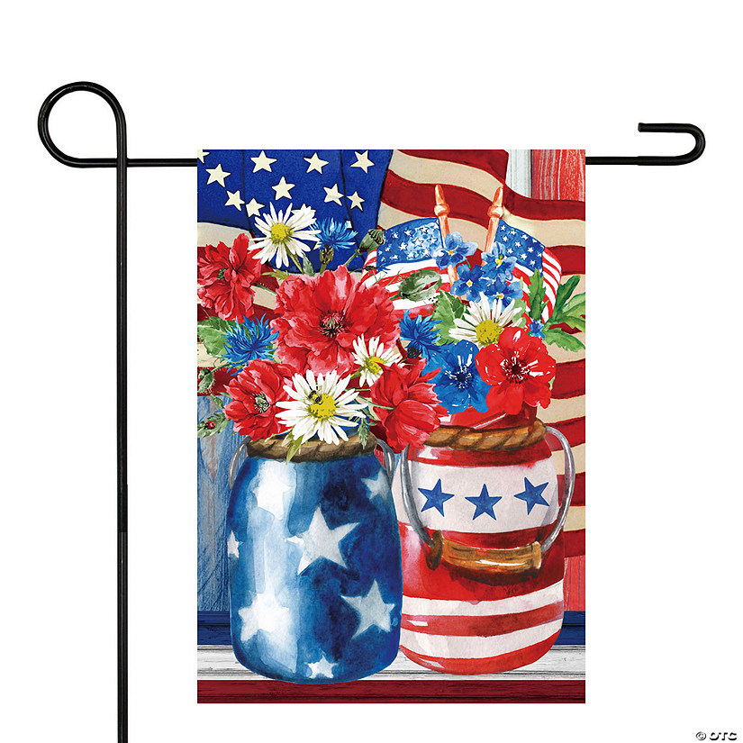 Patriotic Americana Floral Bouquet Outdoor Garden Flag 12.5" x 18" Image