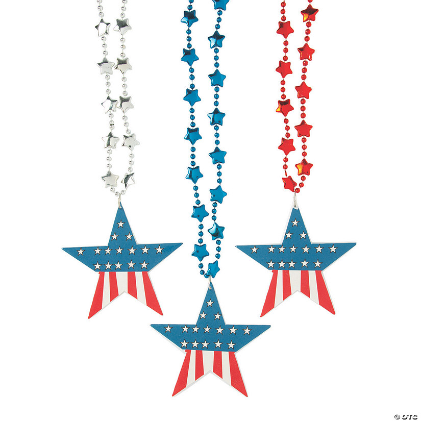 Patriotic Bead Necklaces with Stars - 36 Pc. Image