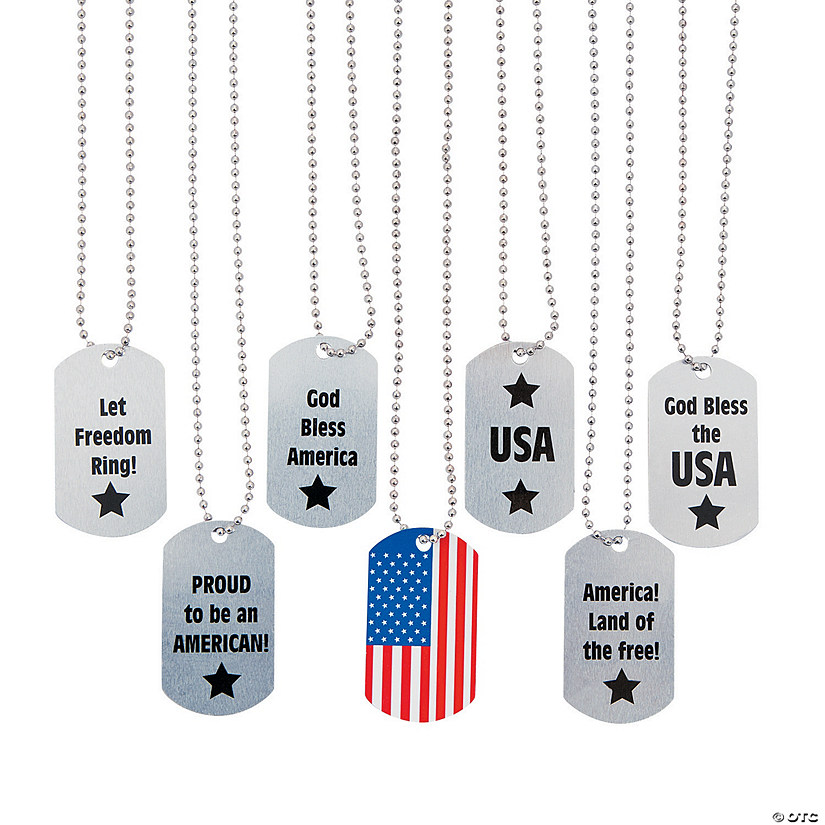 Patriotic Dog Tag Necklaces - 12 Pc. Image
