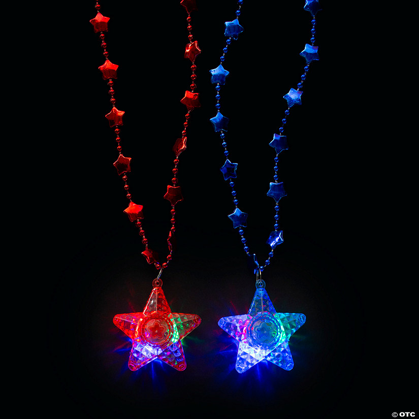 Patriotic Flashing Star Charm Light Up Necklaces - 12 Pc. Image