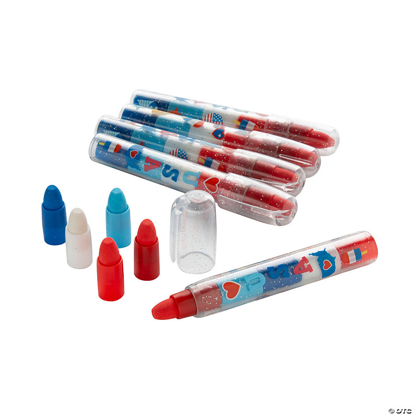 Patriotic Glitter Stacking Point Erasers- 12 Pc. Image
