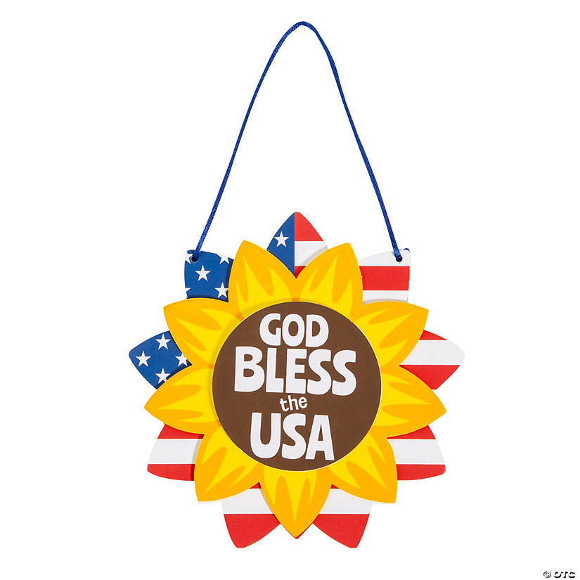 Patriotic God Bless the USA Sunflower Sign Foam Craft Kit - Makes 12 Image