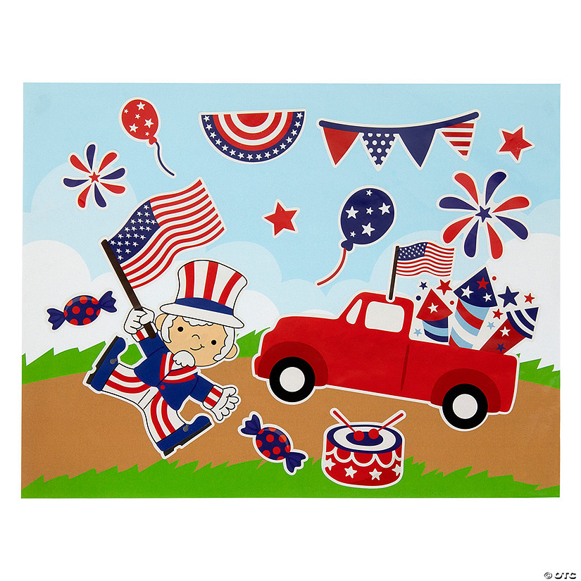 Patriotic Parade Sticker Scenes &#8211; 12 Pc. Image