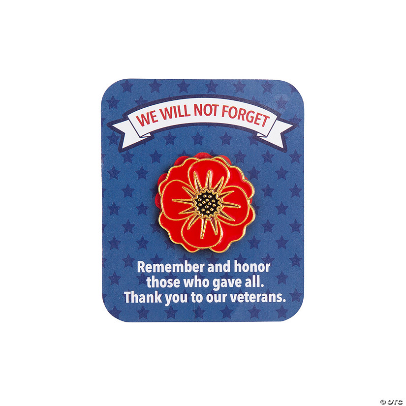 Patriotic Poppy Pins with Card - 12 Pc. Image
