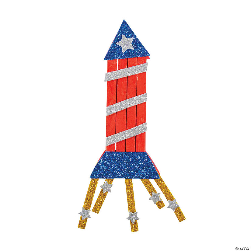 Patriotic Rocket Ship Magnet Craft Kit - Makes 12 Image