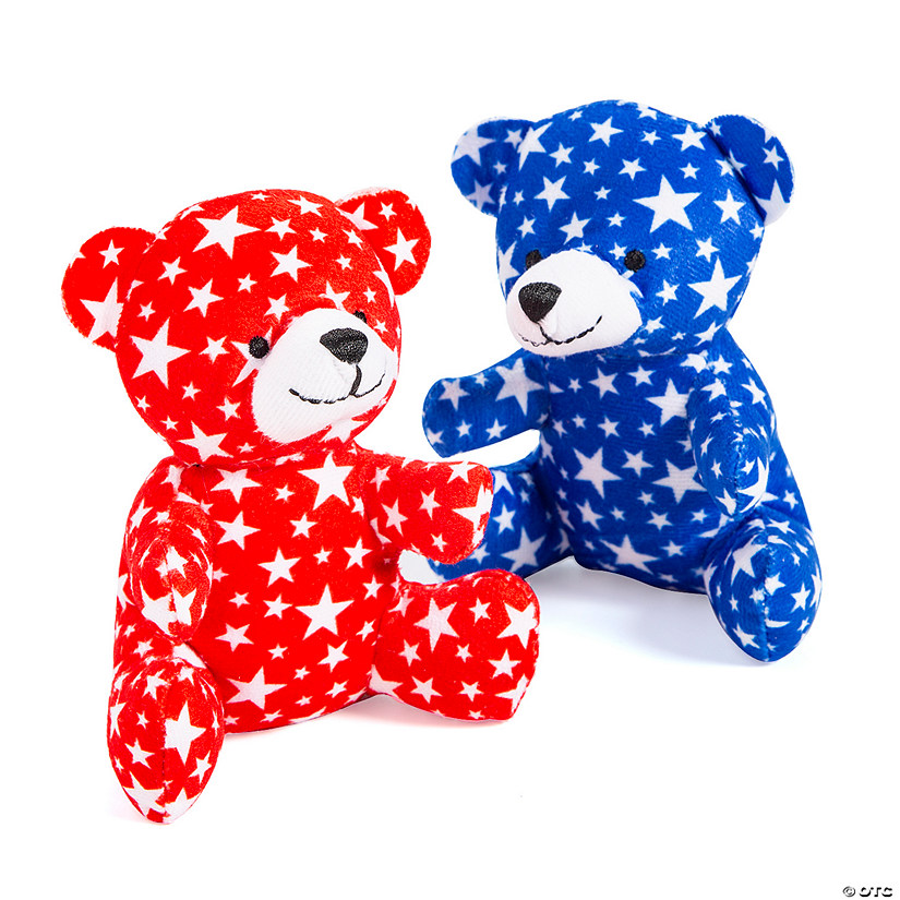 Patriotic Star Print Stuffed Bears - 12 Pc. Image