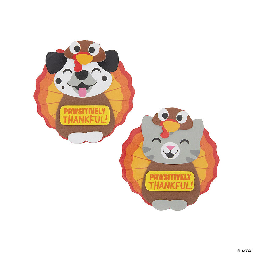 Pawsitively Thankful Silly Animals as Turkeys Magnet Craft Kit - Makes 12 Image