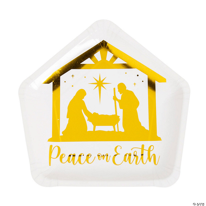 Peace on Earth Nativity Disposable Paper Serving Trays - 12 Pc. Image