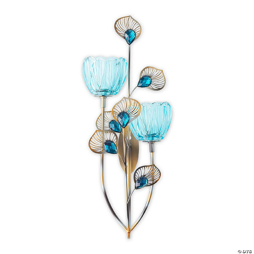 Peacock Blossom Candle Wall Sconce 14.25&#8221; Tall Image