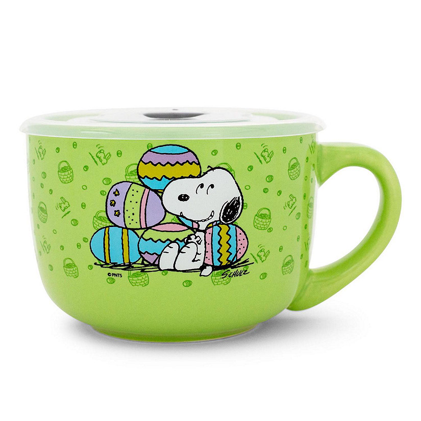 Peanuts Snoopy Easter Pastel Green Soup Mug With Vented Lid  Holds 24 Ounces Image