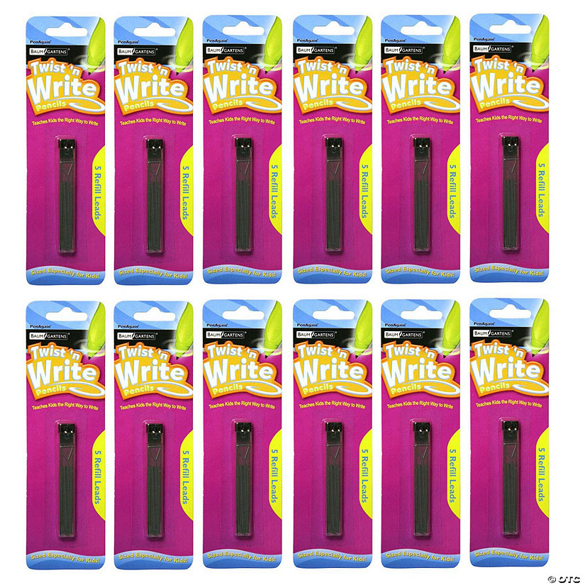 PenAgain Twist 'n Write Pencil Lead Refills, 5 Per Pack, 12 Packs Image