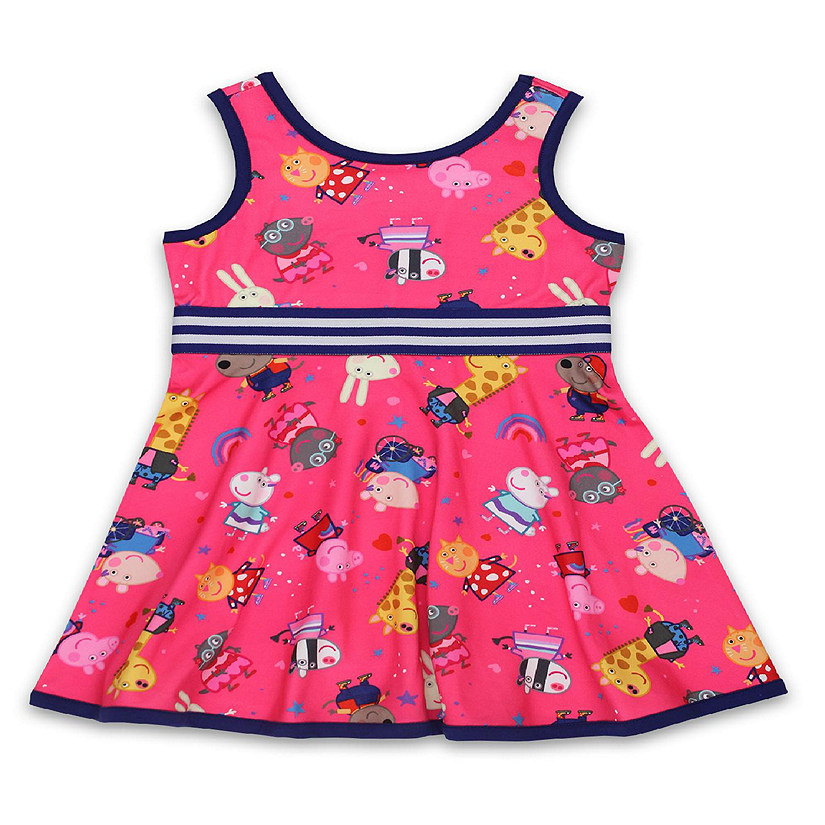 Peppa Pig Toddler Girls Fit and Flare Ultra Soft Dress (Pink, 2T) Image