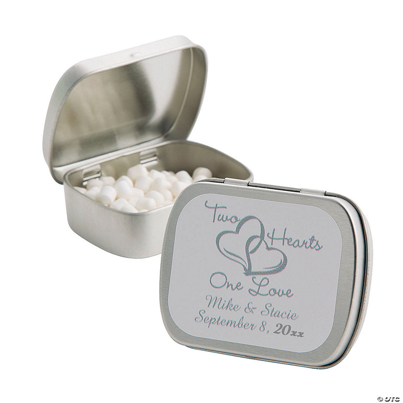 Personalized Two Hearts Mint Tins - 24 Pc. Image